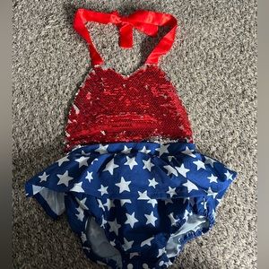 EUC size 90 American flag sequin Fourth 4th of July outfit